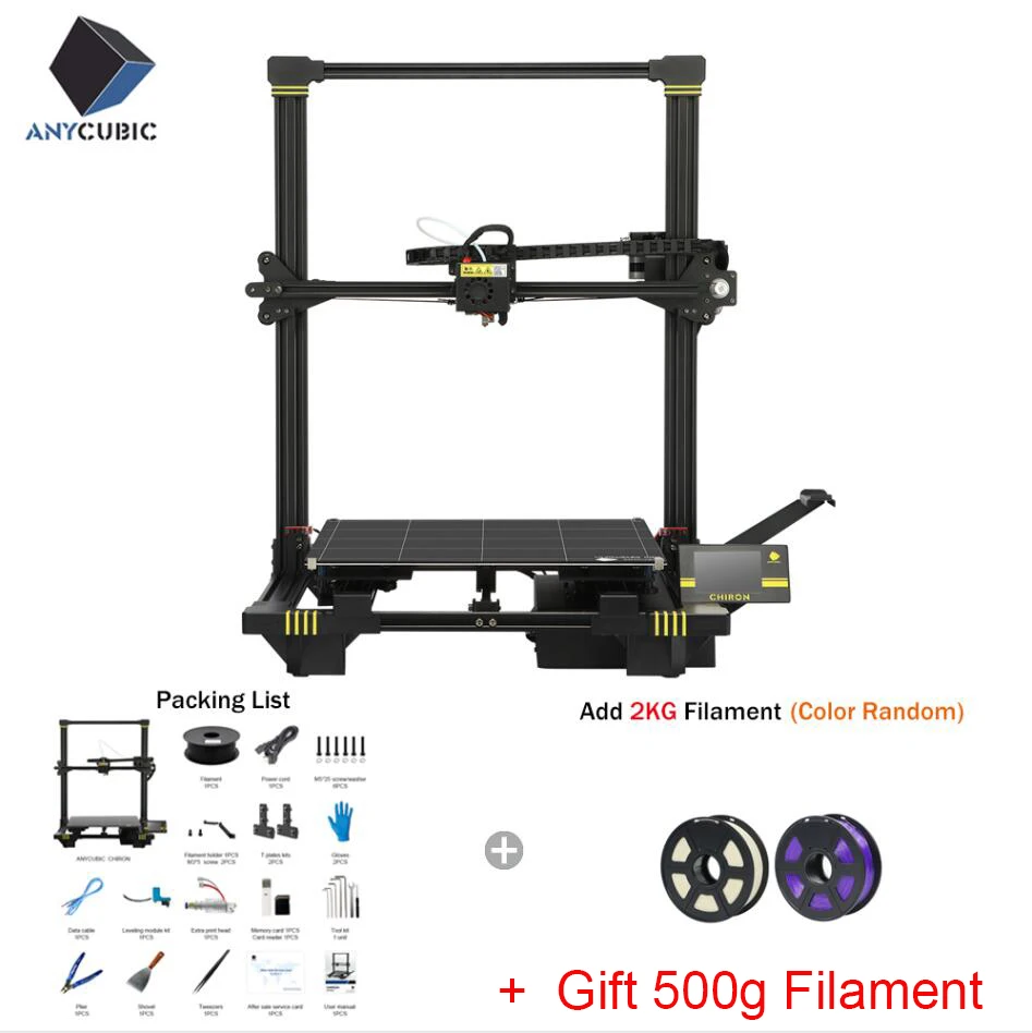 ChironAdd2kg ANYCUBIC Chiron 3d принтеры комплект плюс размеры большой Ultrabase экструдер экран двойной Z Axisolor обновлен Impresora Drucker - Цвет: ChironAdd2kg