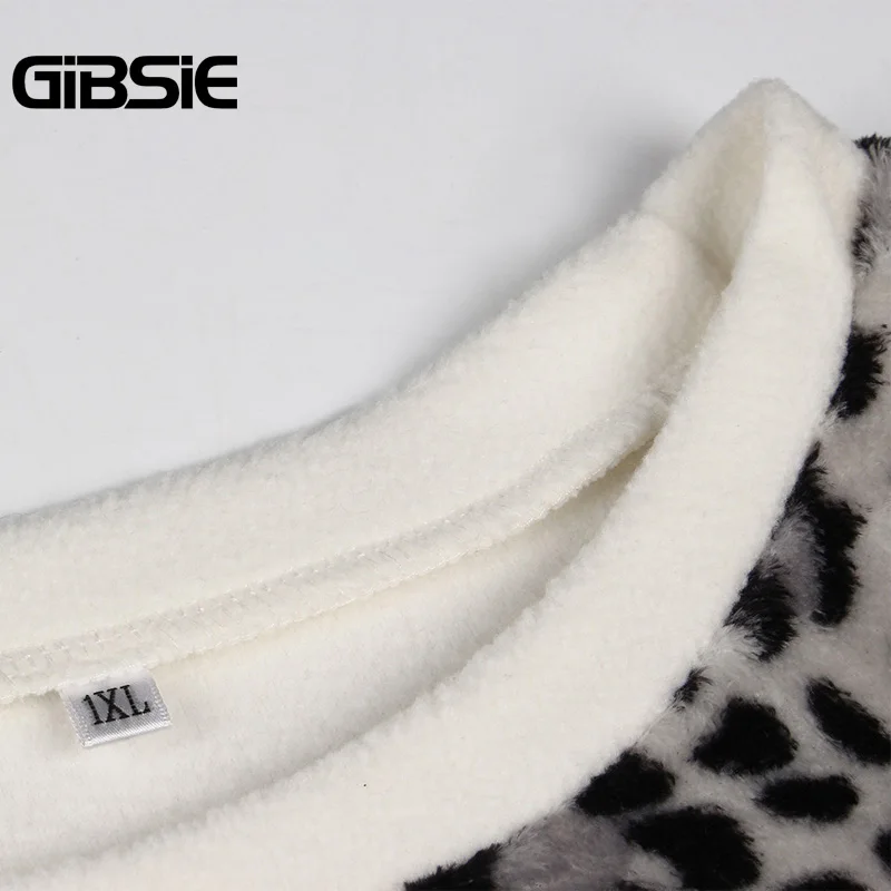 Женский свитшот с длинным рукавом круглым вырезом и леопардовым принтом|Женские