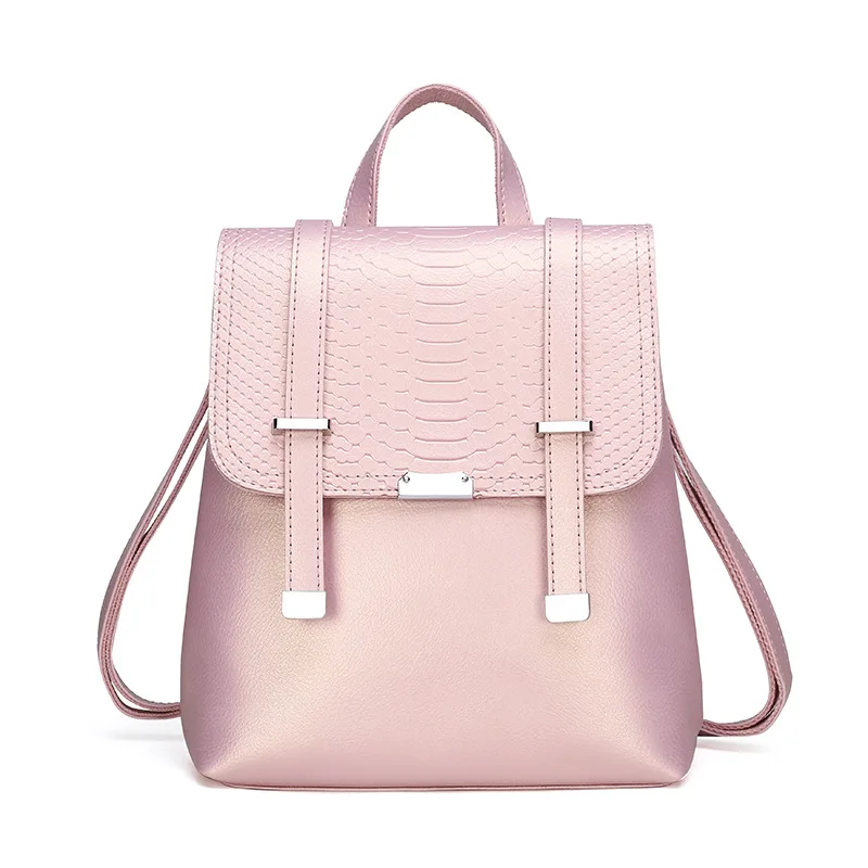 

2021 new ladies crocodile pattern backpack casual fashion trend solid color versatile high-quality large-capacity backpack