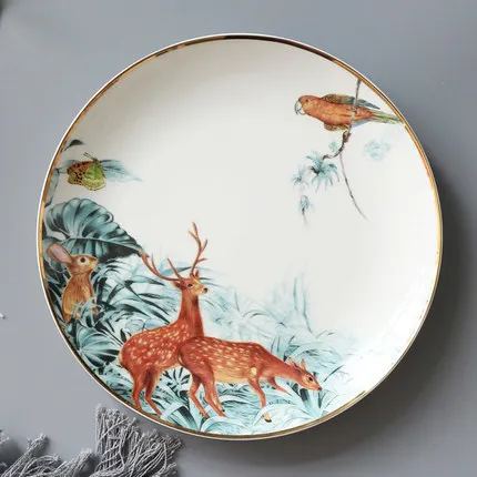 D-8 inch plate Fangqi тропический лес керамическая посуда китайский скелетный животное десертная Фруктовая тарелка домашнее фарфоровое украшение - Цвет: D-8 inch plate
