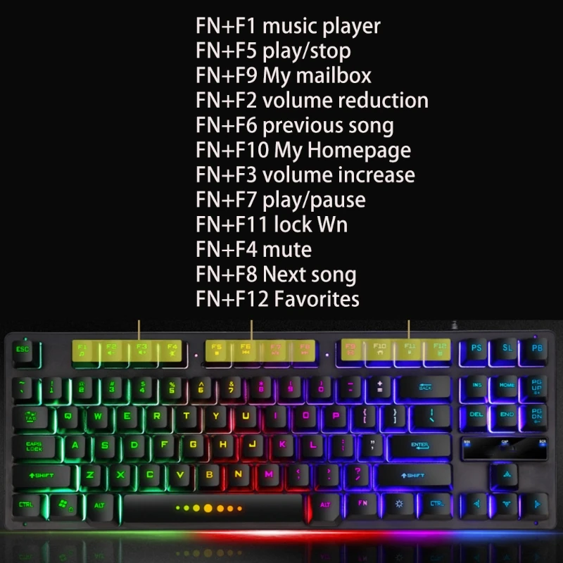 

GK-10 Wired 87 Keys Mechanical Gaming Keyboard RGB Backlit for PC Gamer