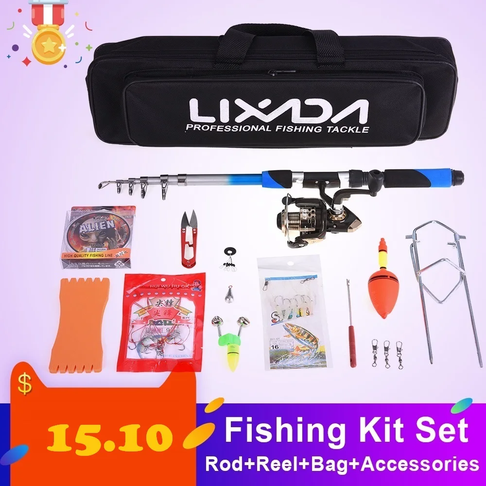 Lixada, телескопическая удочка, комбинированная удочка, набор, 2,1 м, для рыбалки, RodFishing, комплекты, катушка, шестерня, набор, спиннинговые приманки, крючки, джиг-голова
