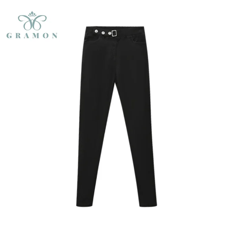 

Женские узкие брюки-карандаш с высокой талией, облегающие Женские брюки с эластичной талией, весенне-осенняя шикарная Офисная Женская одеж...