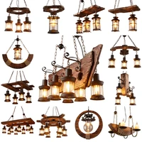 vintage loft solid wood chandelier wood lamp american club bar restaurant corridor coffee shop creative chandelier