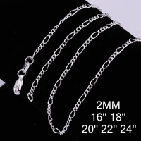 925 sterling silver 2 mm wide three rooms one three to one 16 24 inch necklace mens jewelry fashion ladies necklace chain
