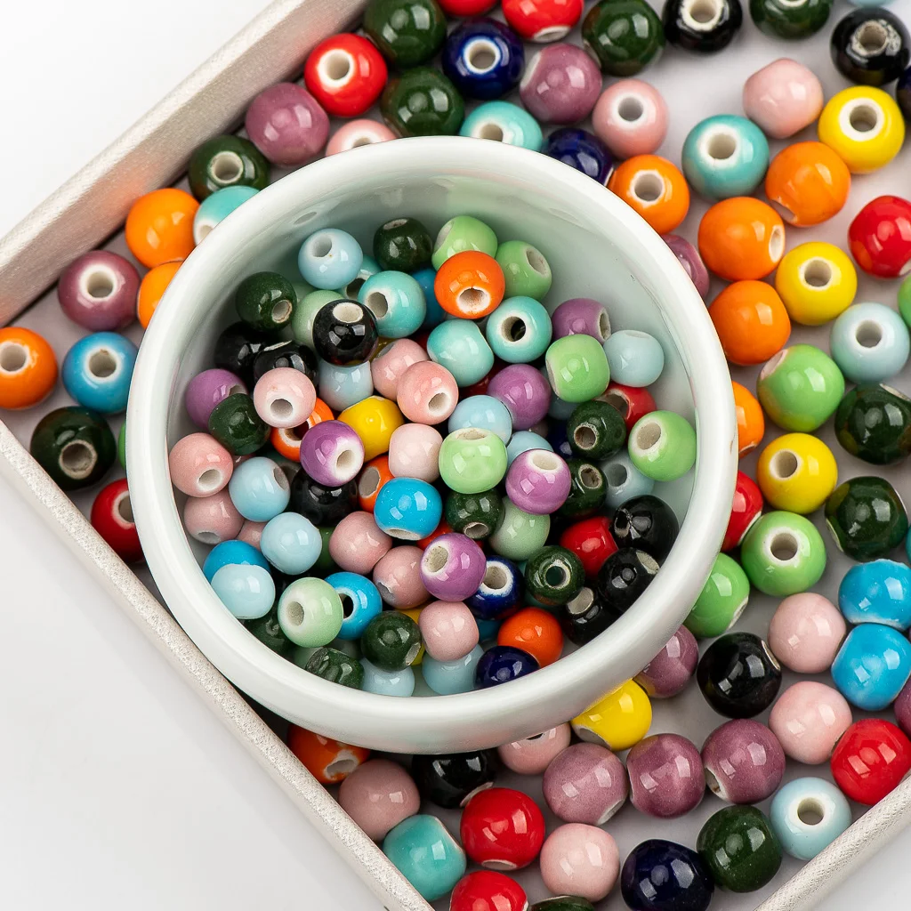 6 #8 #100 шт Цзиндэчжэнь чистый цвет керамические бусины для йоги сережек Procelain