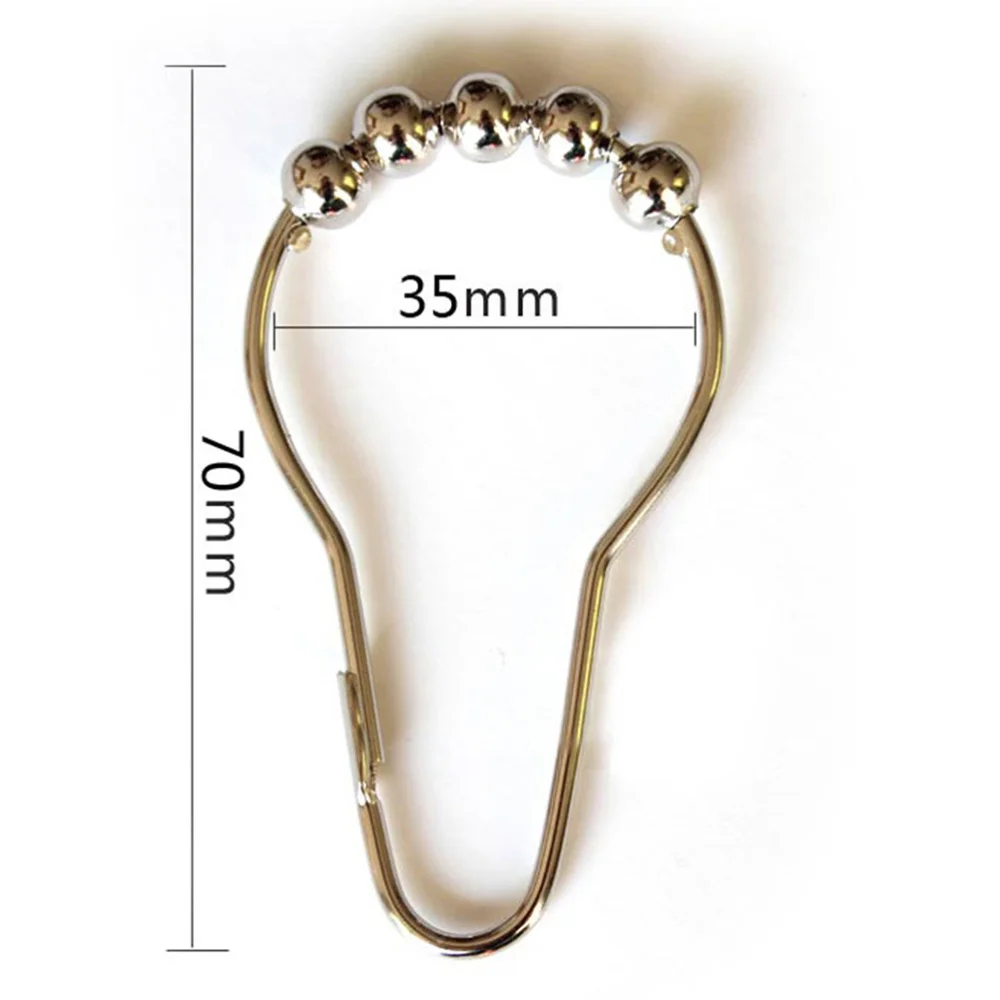 

12pcs Practical Bath Rollerball Shower Curtain Hooks Glide Rings Convenient Home Bathroom Accessories