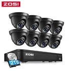 Камера видеонаблюдения ZOSI 4 в 1, антивандальная система безопасности, 8 каналов, 1080p, 2 МП, TVI, CVBS, AHD, CVI, DVR