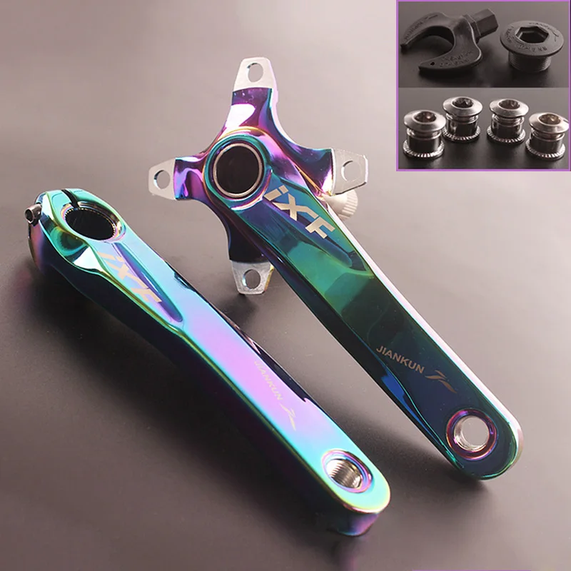 

Bicycle Crank Set MTB Road Bike Aluminum Alloy Arm 170mm 104BCD Bottom Bracket Axle Crank Chainring Cycling Tools Parts Rainbow