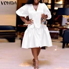 Женское платье с глубоким V-образным вырезом, модель 2021 года, VONDA, богемный летний сарафан, женское Повседневное платье
