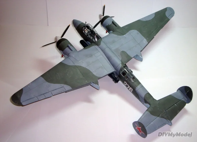 DIYMyModeI-bombardero de tu-2m, modelo de papel hecho a mano, rompecabezas de juguete, accesorios de pel&iacute;cula-3