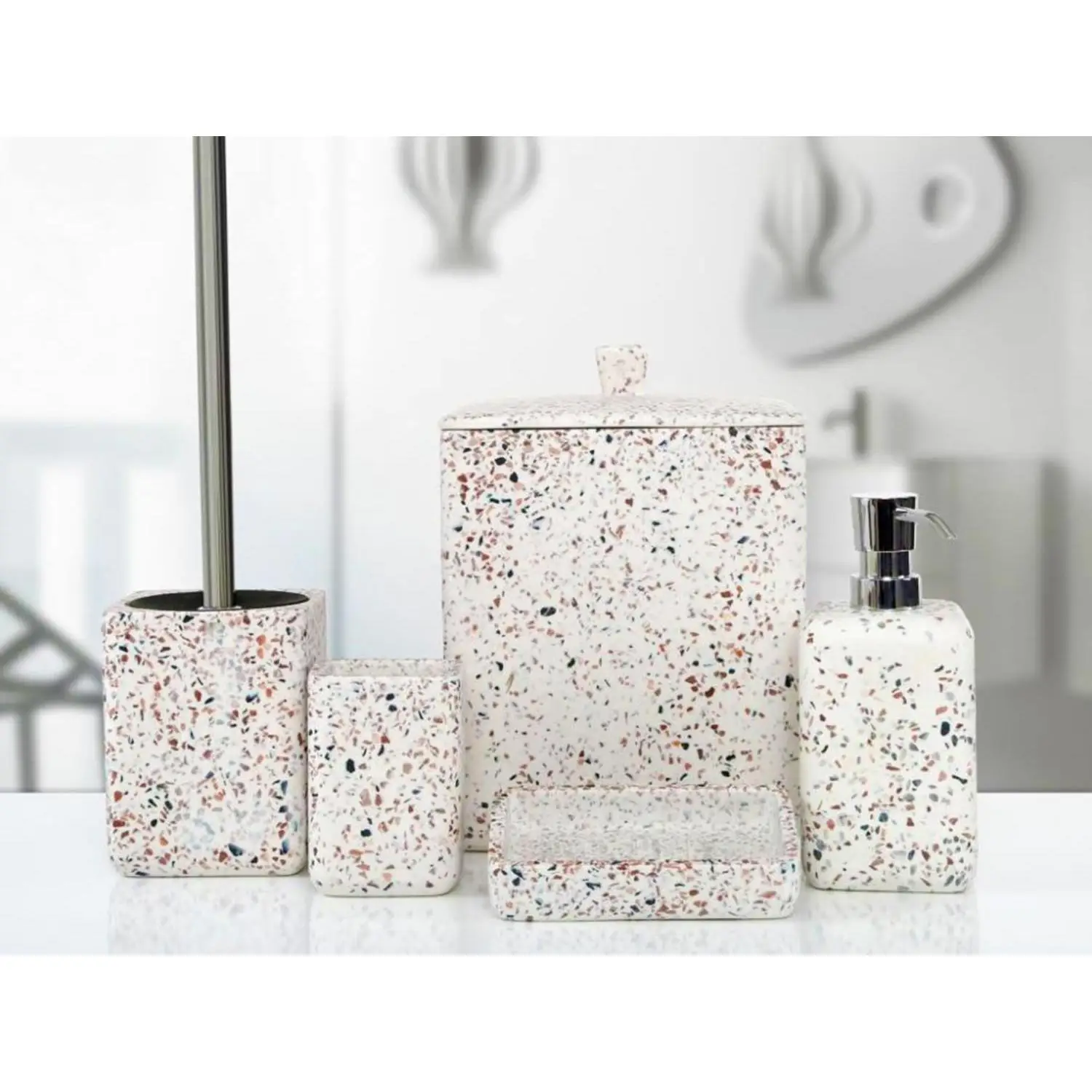 

Mosaic 5 Pr Bathroom Set White