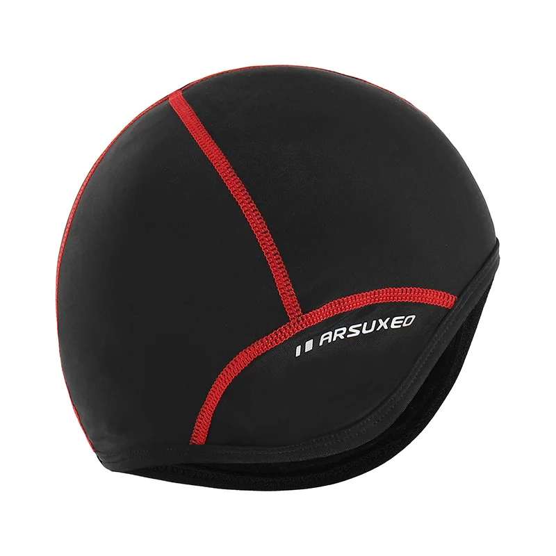 Red ARSUXEO, зимние флисовые велосипедные шапки, спортивные, MTB, велосипедные, балаклавы, шапки, снежные, череп, шапки, шлем, лайнер для мужчин и женщин, ветрозащитные, PT03 - Цвет: Red