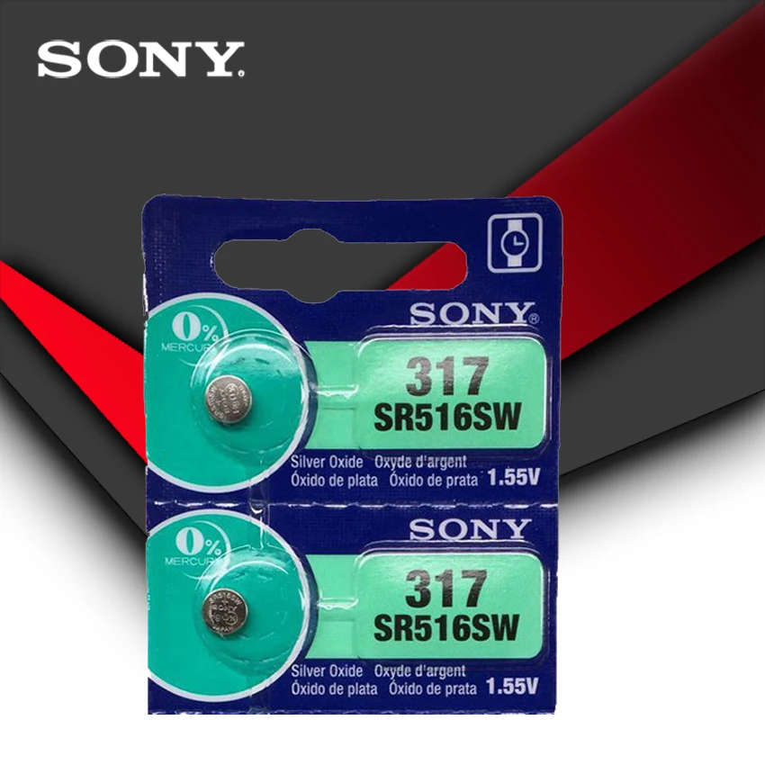 2 шт. Sony 100% оригинальный 317 SR516SW SR516 1 55 в кнопочная ячейка серебряного цвета