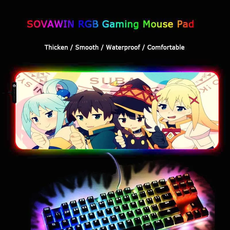 

Mairuige Anime Cartoon Gaming LED RGB Large Gamer Mousepad USB Lighting Backlit Rainbow 7Colour Computer Mat Keyboard Desk Pad