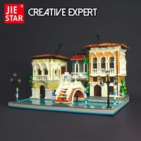 jiestar creative expert ideas street view the little venice 89122 moc bricks modular house building blocks model garden center