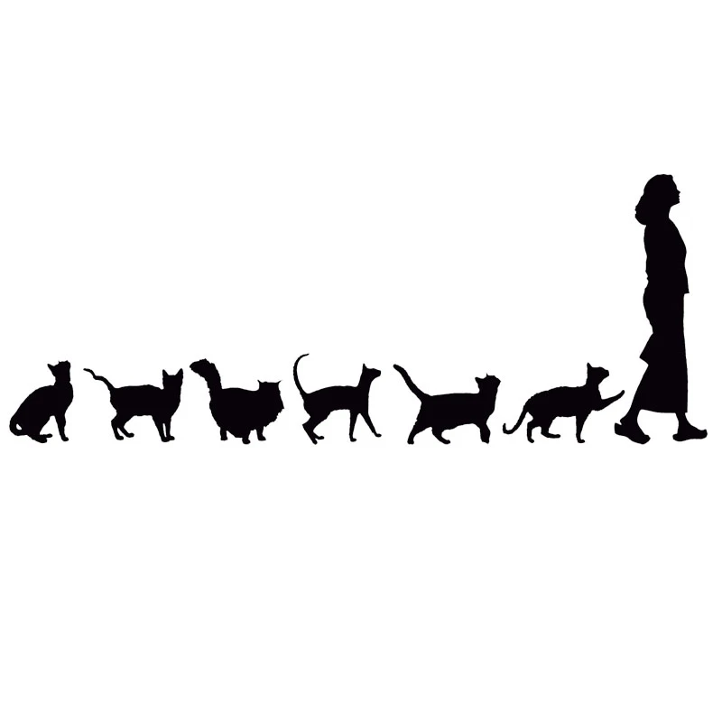 

Car Sticker Cats Following Woman Funny Car Styling Decoration Stickers Lovely Cool Cartoon Waterproof PVC,23cm*9cm