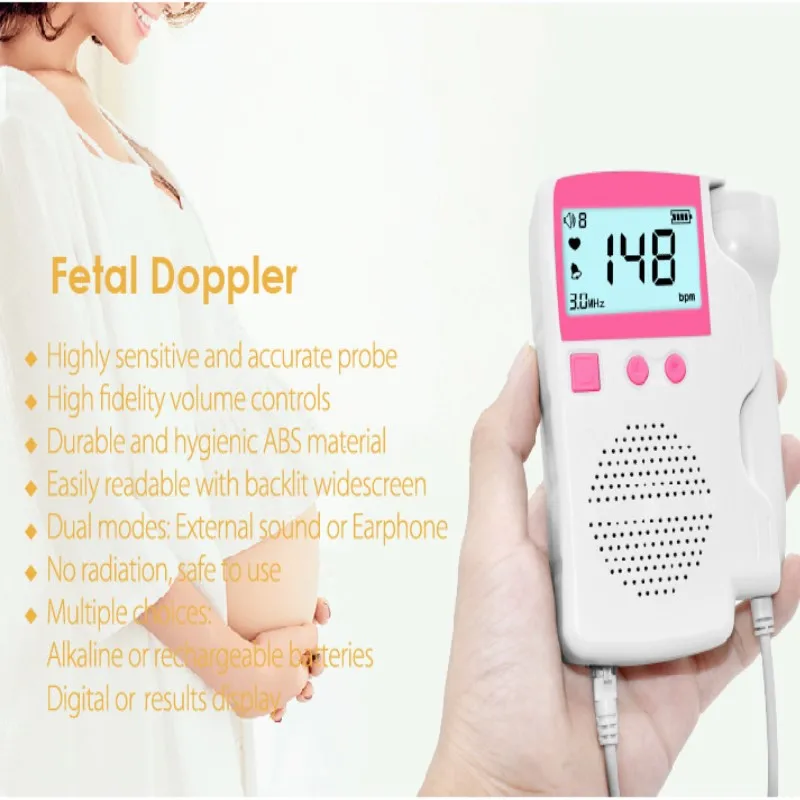 

3.0MHz Fetal Heart Rate Monitor Home Baby Fetal Sound Heart Rate Monitor LCD Display No Radiation Fetal Preference