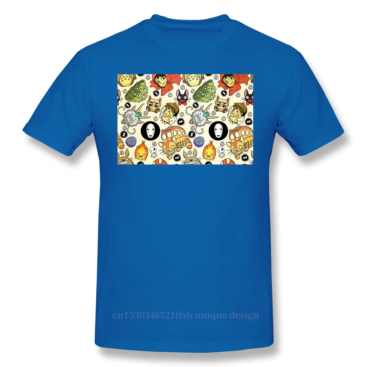 

Faces Print Cotton T-Shirt Camiseta Hombre Princess Mononoke Animation film For Men Fashion Streetwear For Gift