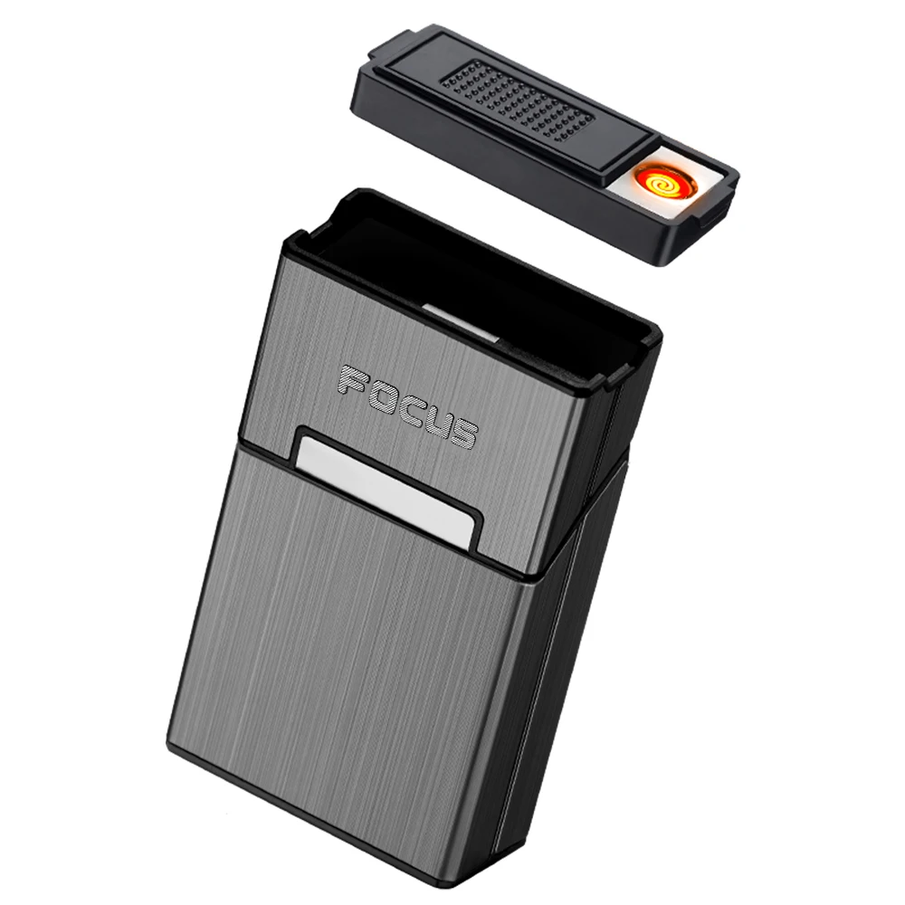 Металлический чехол для сигарет коробка с электронная USB Зажигалка 20 шт
