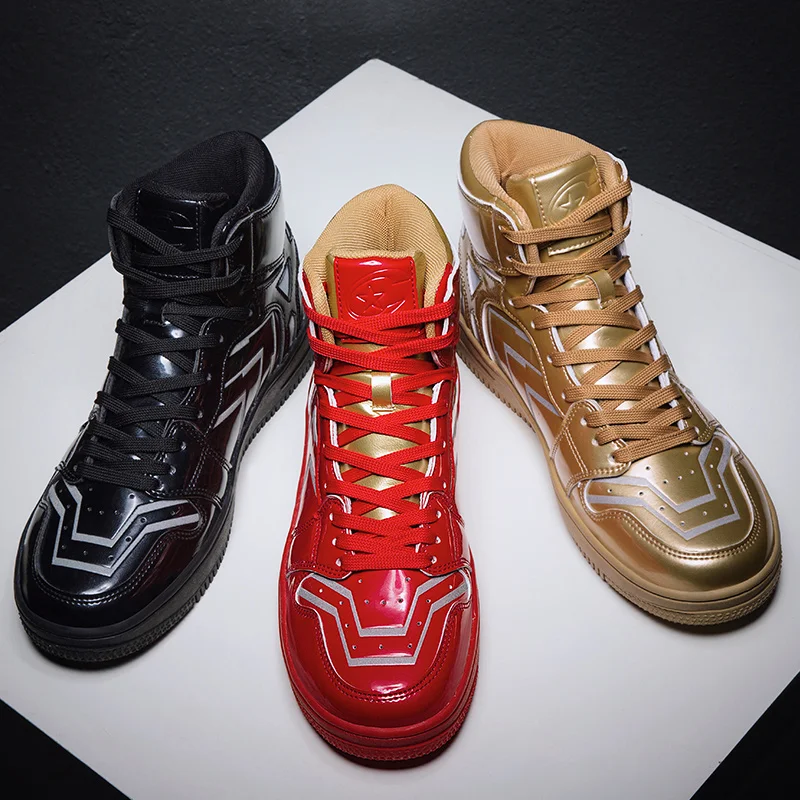 Новинка Marvel красная Мужская обувь для скейтборда Scarpe Air Avengers высокие спортивные коньки Светоотражающие кроссовки для мужчин Homme Chaussure