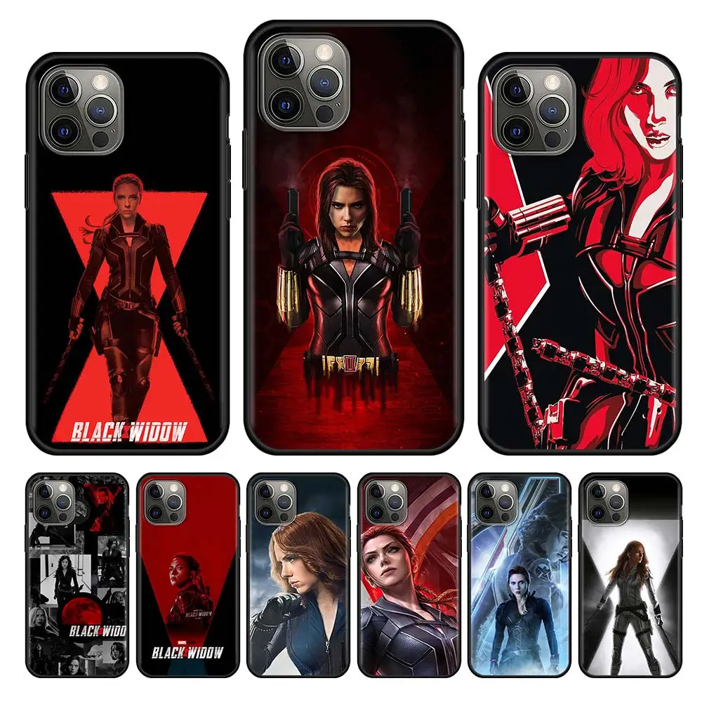 

Soft TPU Casing Black Widow Movie For Apple iPhone 11 13 12 Pro Max Case XR X XS 8 7 6 6S Plus 5 5S SE 2020 Black Phone Cover