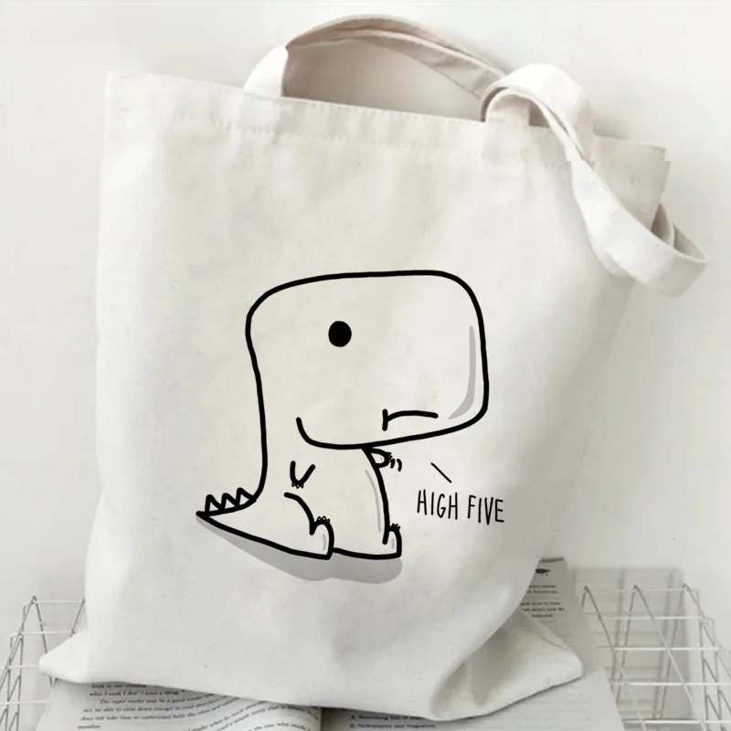 

Funny Animal Cartoon Large-Capacity Female Student Book Tote Kawaii Graphic Print Shopping Bags Elegant Ladies Girls Fashion Bag