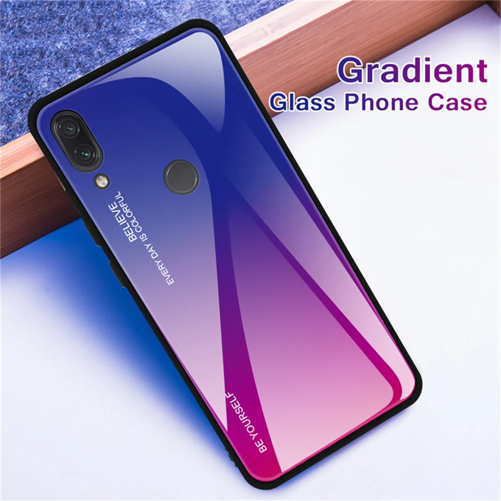 Градиентный чехол из закаленного стекла для Xiao mi Red mi Note 7 5 8 Pro 8T 8A 7A 6A mi 9T A3 Pocophone F1 чехол на красный mi Note 7 8 Pro Чехол