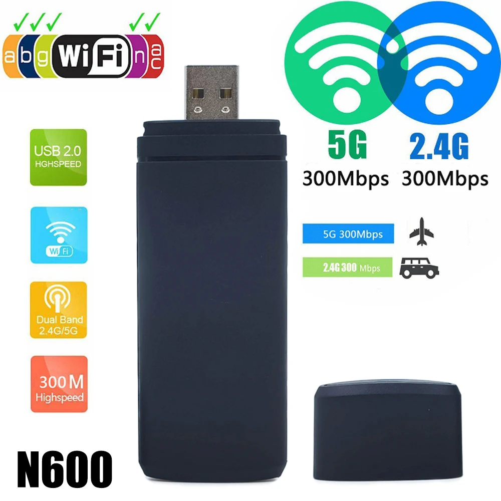 

TX-N600/TX-N900 Wireless Network Card 300M Mini Portable USB 2.4G + 5G Dual-Band WiFi Receiver Network Card For PC Computer