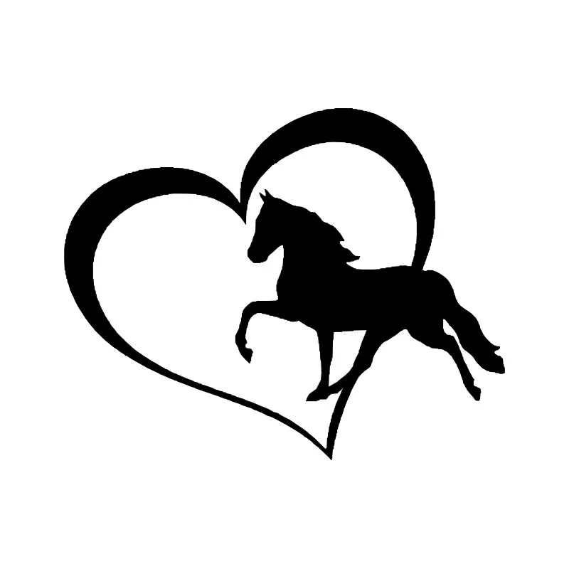 

Car Stickers Decor Motorcycle Decals Love heart and horse Vinyl Decorative Accessories Waterproof PVC,13cmx10cm