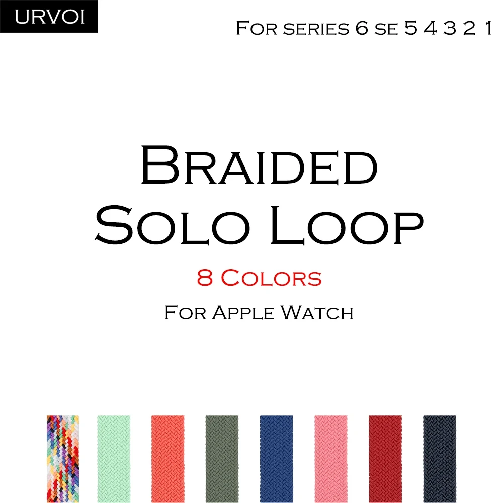Ремешок URVOI для Apple Watch Плетеный ремешок соло серии 6 SE 5 4 3 2 1 эластичный iWatch нить из
