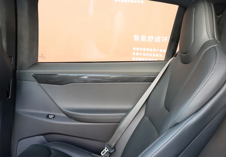 LUCKEASY автомобиля волокна обивки двери ленты ABS патч для Tesla модель X- с украшением в виде пуговицы Защита 4 шт./компл