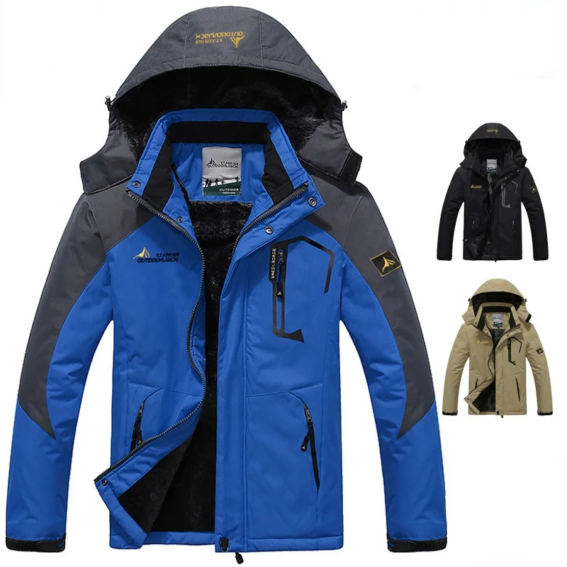 

Outdoor Jacket Men's Large Size Plus Velvet Mountaineering Cycling Windproof Warm Thick Cotton Jacket