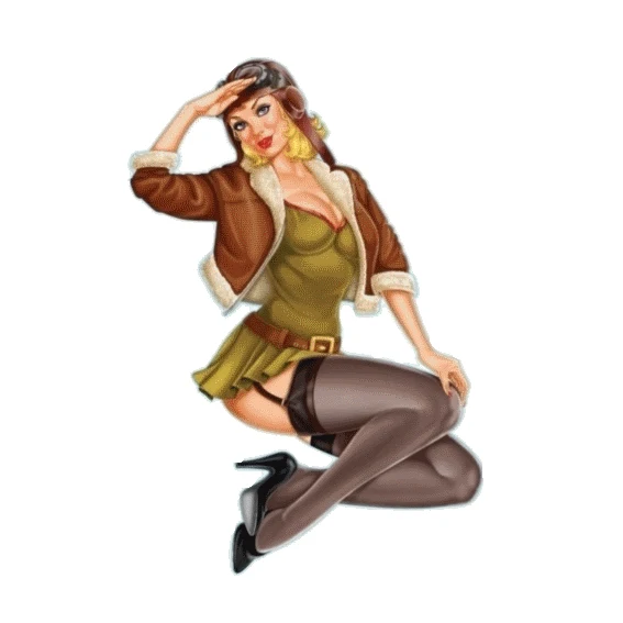 

Aufkleber Set Vintage Aviation Pin Up Girl Sexy Pilotin Blond Decal Value XL Neu