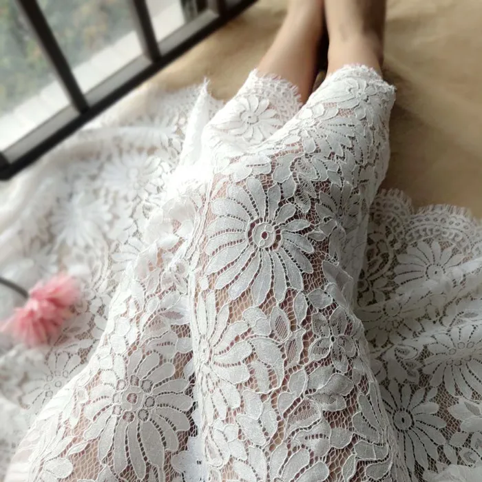 63cm wide thick black hollow eyelash lace accessory clothing skirt dress fabric | Дом и сад