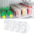 Пластиковый держатель для хранения пивных газированных напитков, держатель для холодильника, стеллаж для экономии места для кухни X0U9