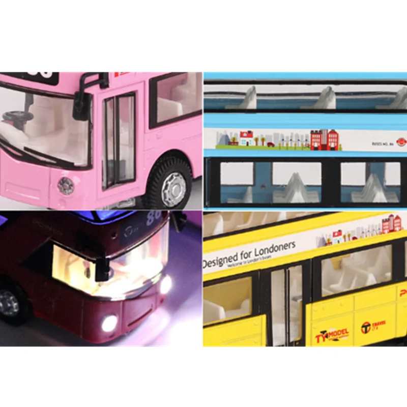 Коллекция 1:36 Масштаб 16 см имитация двухэтажного автобуса модель автомобиля