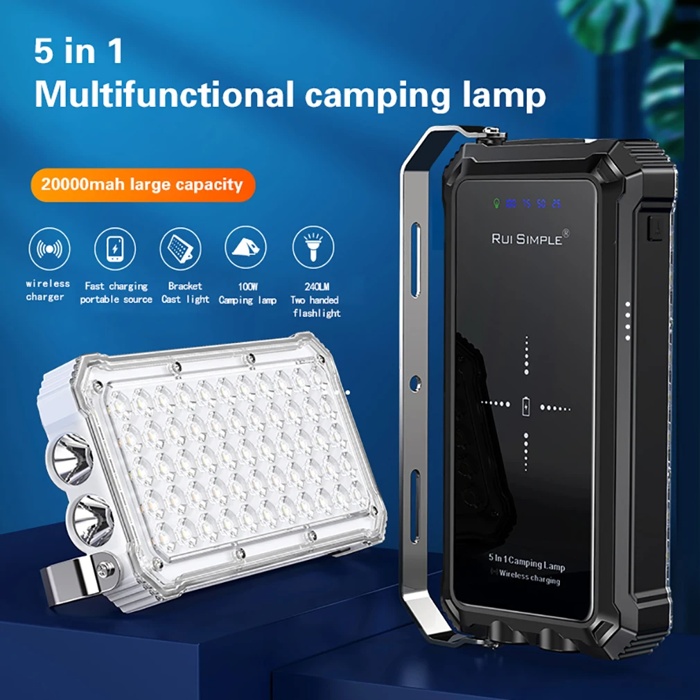 

Новейший светодиодный светильник для кемпинга 100 Вт, уличная лампа для палатки с USB-зарядкой, портативный фонарь, лампочка-вспышка для кемпи...