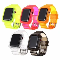 case strap for apple watch band 44 mm 40mm couple bracelet accessories transparent silicone bands 38mm 42mm for iwatch 5 4 3 2 1