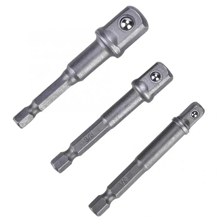Key Type Drill Chunk 3Pcs Socket Adapter 1/4 Hex Shank to 3/81/2 Square Head Bit Driver | Инструменты