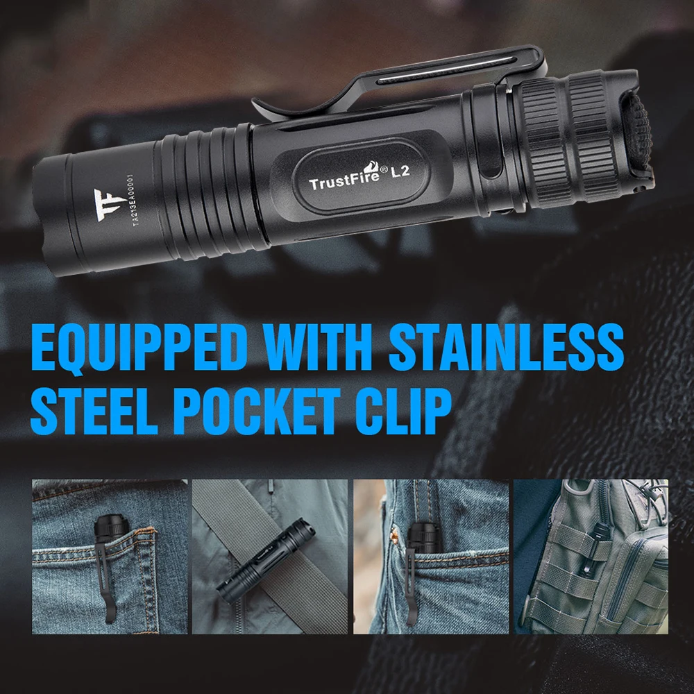 

Trustfire L2 1000LM Tactical Torch Pro Powerful LED Flashlight 14500 Battery Torch Waterproof Lamp Ultra Bright Camping Lantern