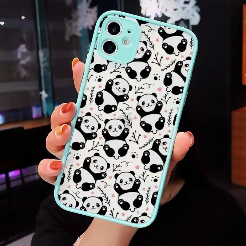 

cartoon china panda Cute Animal Phone Cases matte transparent For iphone 7 8 11 12 plus mini x xs xr pro max cover