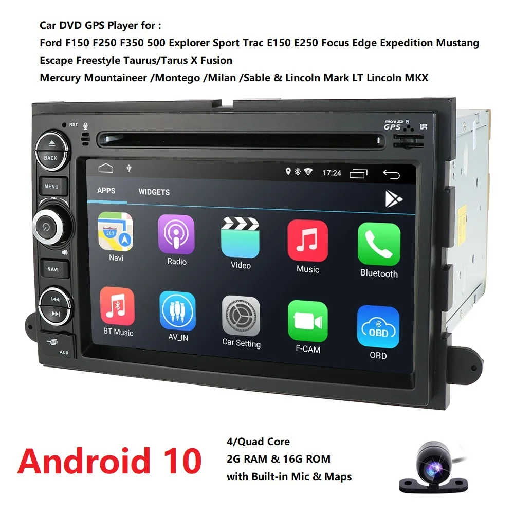 Android 10 2 Гб ОЗУ подходит для Ford F150 F250/350/Edge/Fusion/Mustang in Dash DVD плеер GPS навигация стерео