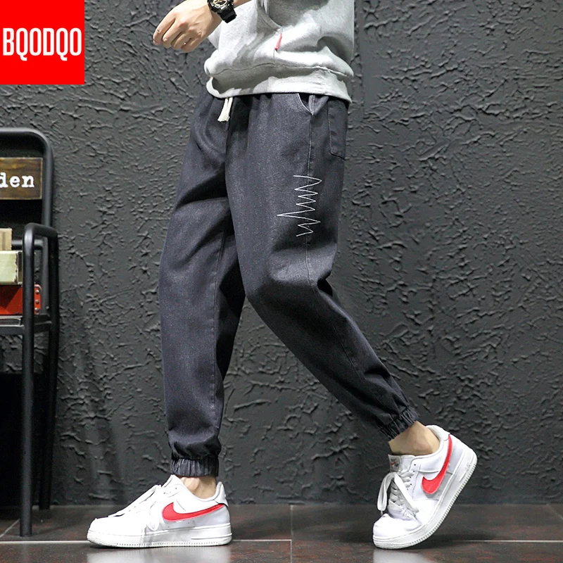 Черные джинсы облегающие брюки мужские осенние хлопковые модные уличные в стиле