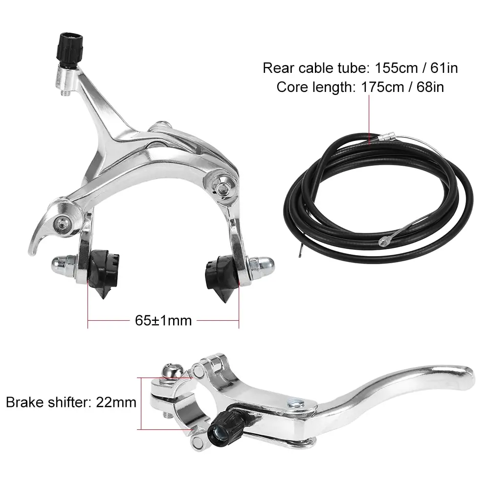 

Lixada Front / Rear Bike Brake Kit Road Bike Cruiser Brake Set Bike Caliper Brake Kit Side Pull Brake Set for Most Fixie bike