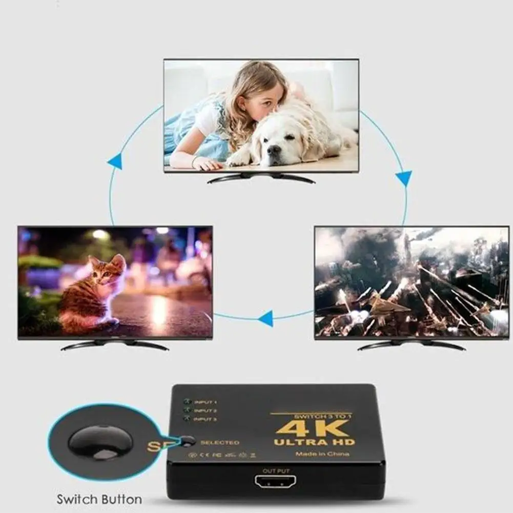 1080P 4K * 2K HDMI-совместимый видеопереключатель сплиттер 3 входа 1 выход порт