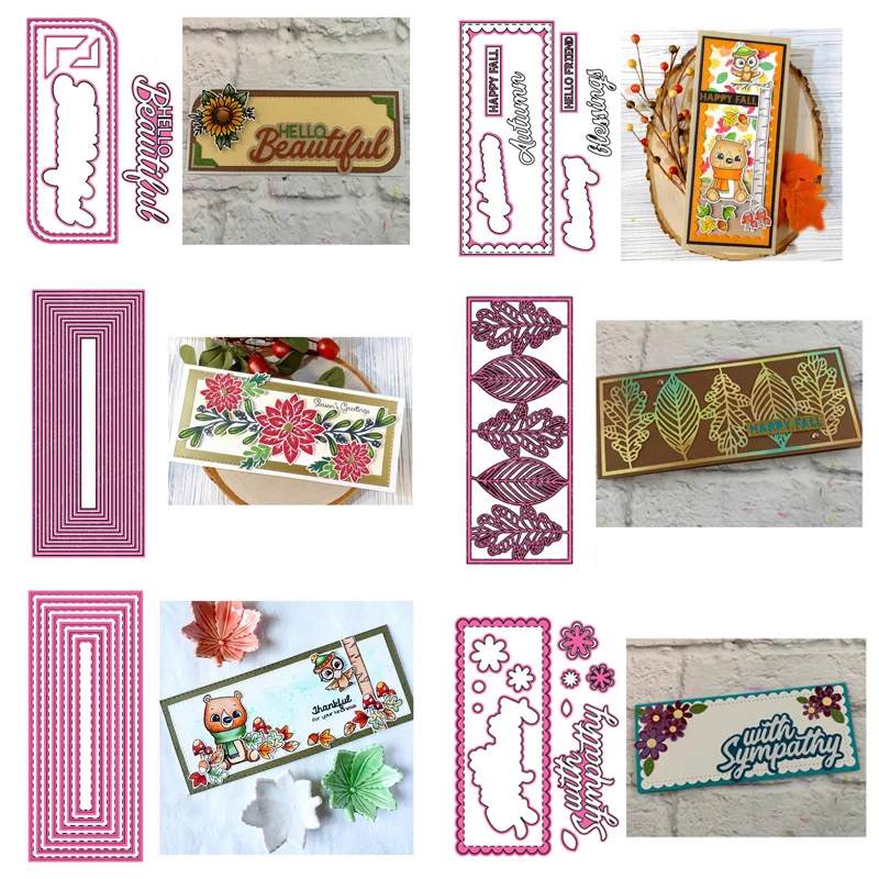 Красивая тонкая линия умирает многослойное благословение листовые сшитые