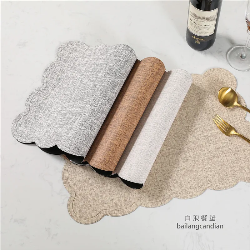 

New Waterproof Solid Color Round PU Western Placemat Restaurant Hotel Insulation Coaster Table Mat