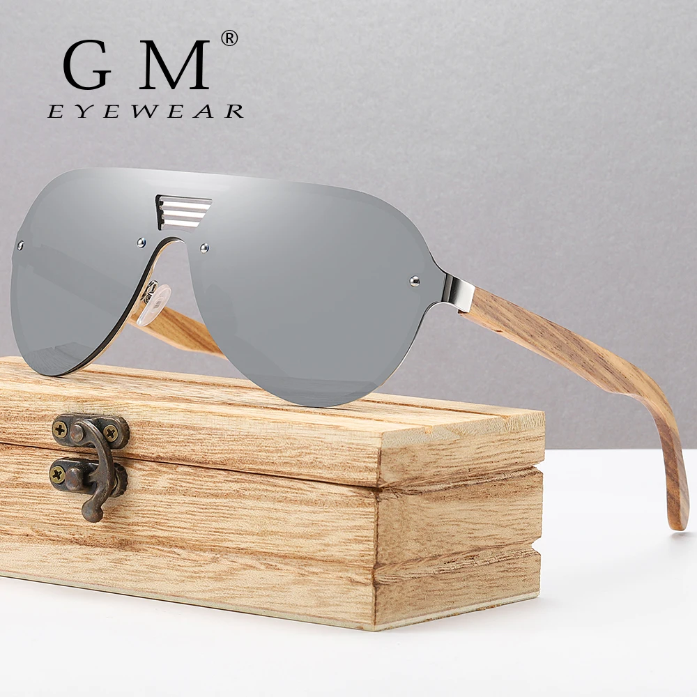

GM Polarized Wood Sunglasses Men Frame UV400 Sun glasses Women Sun glasses Male oculos de sol Feminino With Wooden Box
