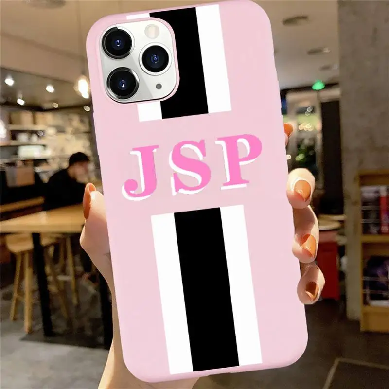 

Monogram Initial Stripe Personalized Name luxury Phone Case Candy Color for iPhone 6 7 8 11 12 s mini pro X XS XR MAX Plus